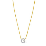 14K Yellow Gold Mini Diamond G Initial Pendant Necklace