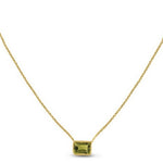 14K Yellow Gold Emerald Cut Peridot Necklace, view 2
