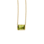 14K Yellow Gold Emerald Cut Peridot Necklace, view 3