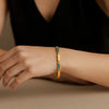 14K Yellow Gold Turquoise Rectangle Links Bracelet (3.50 mm), view 2