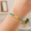 14K Yellow Gold Turquoise Rectangle Links Bracelet (3.50 mm), view 3