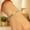 14K Yellow Gold Turquoise Rectangle Links Bracelet (3.50 mm), view 4