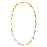 14K Two Tone Gold Diamante Paperclip Necklace (6.20 mm), view 2