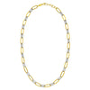 14K Two Tone Gold Diamante Paperclip Necklace (6.20 mm)