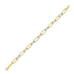 14K Two Tone Gold Diamante Paperclip Necklace (6.20 mm), view 4