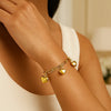 14K Yellow Gold Puffed Heart Charm Bracelet, view 2