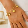 14K Yellow Gold Puffed Heart Charm Bracelet, view 3