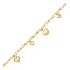 14K Yellow Gold Puffed Heart Charm Bracelet, view 4