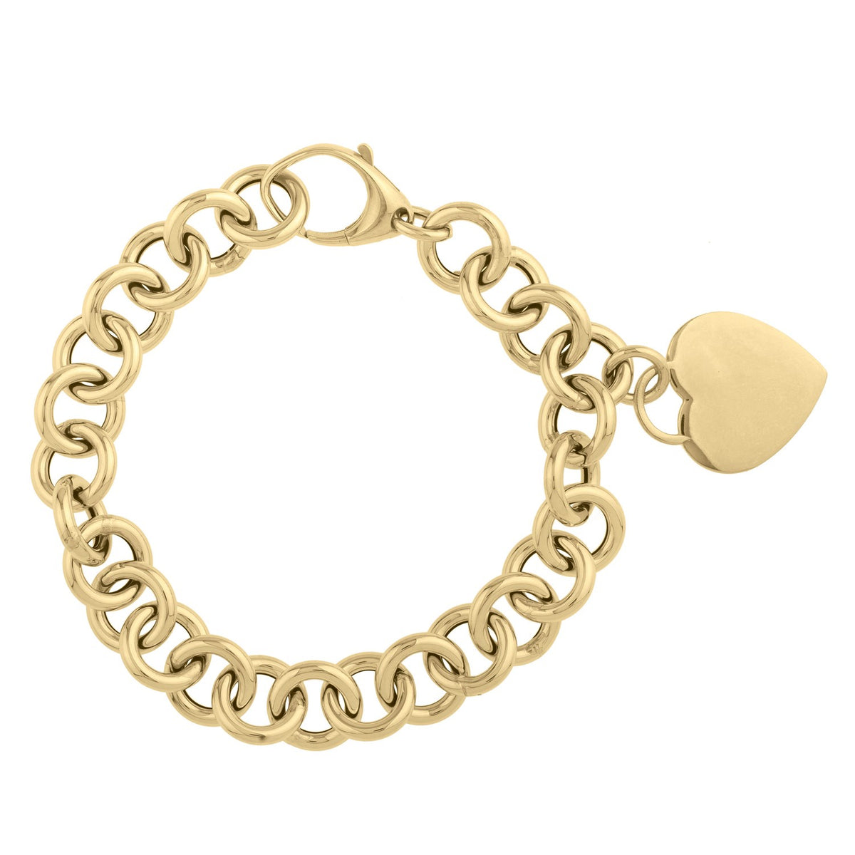 Heart Tag with Rolo Link Bracelet in 14K Yellow Gold (11.40 mm), view 2