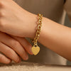 Heart Tag with Rolo Link Bracelet in 14K Yellow Gold (11.40 mm), view 5