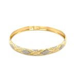 10K Two-Tone Gold Geometric Diamond Motif Bangle (6.00 mm), view 2