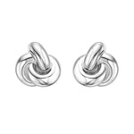 Sterling Silver Puffed Love Knot Stud Earrings, view 2