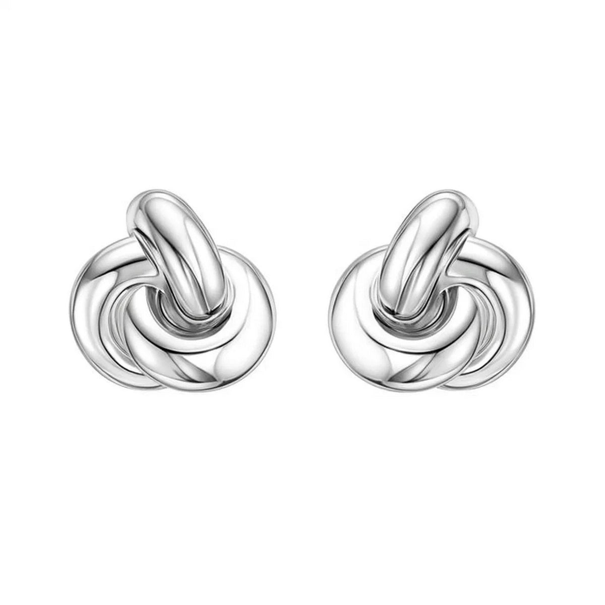 Sterling Silver Puffed Love Knot Stud Earrings, view 2