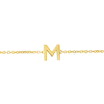 14K Yellow Gold Mini Initial M Bracelet, view 2