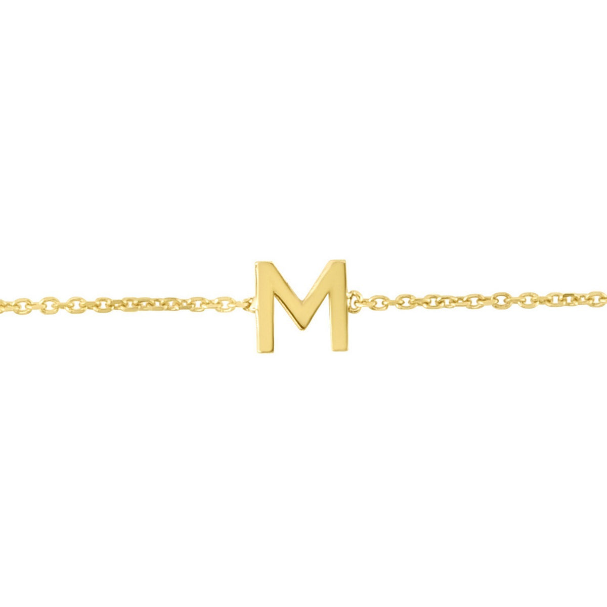 14K Yellow Gold Mini Initial M Bracelet, view 2