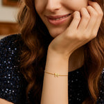 14K Yellow Gold Mini Initial M Bracelet, view 4