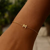 14K Yellow Gold Mini Initial M Bracelet, view 6