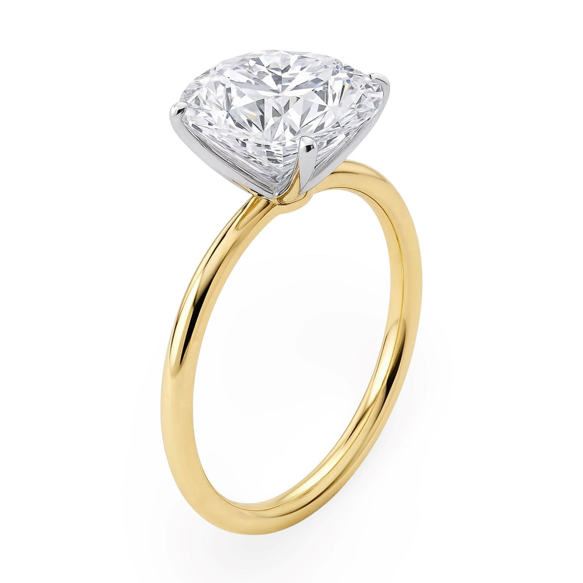 3 Carat Round Lab Grown IGI G/VS1 Diamond Solitaire Ring in 10K Yellow Gold, view 2