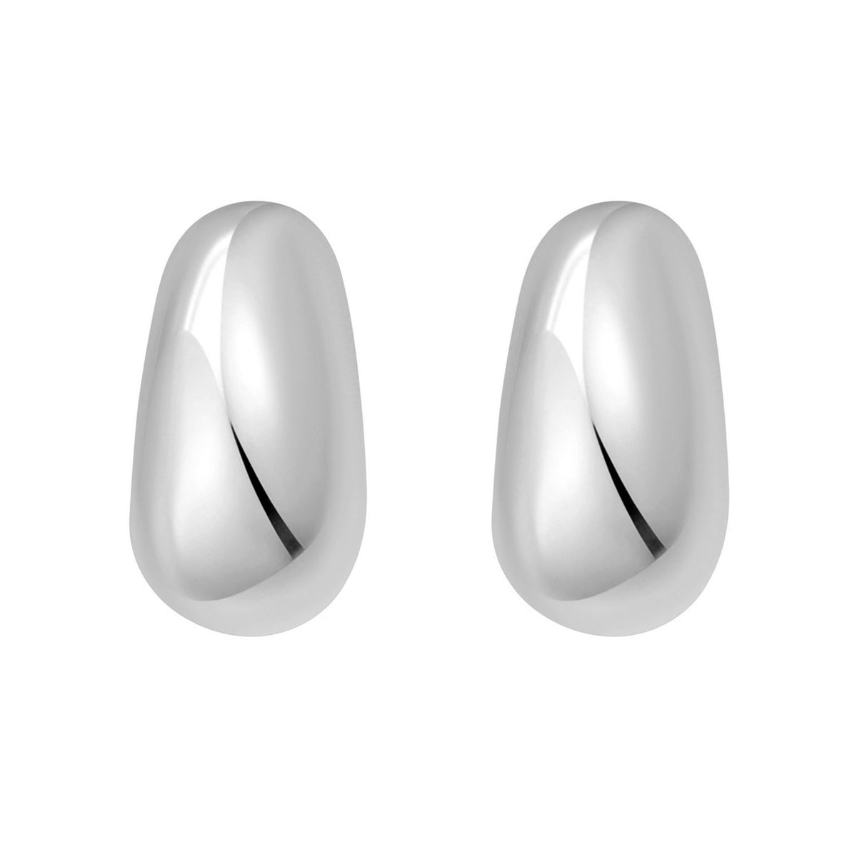 Sterling Silver Twisted Puff C Hoop Earrings, view 2