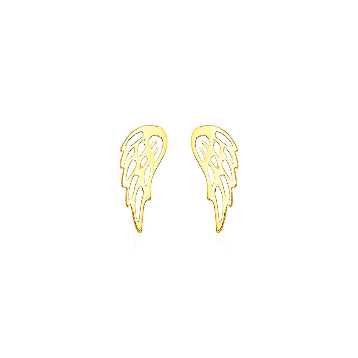 14K Yellow Gold Polished Wing Post Earrings