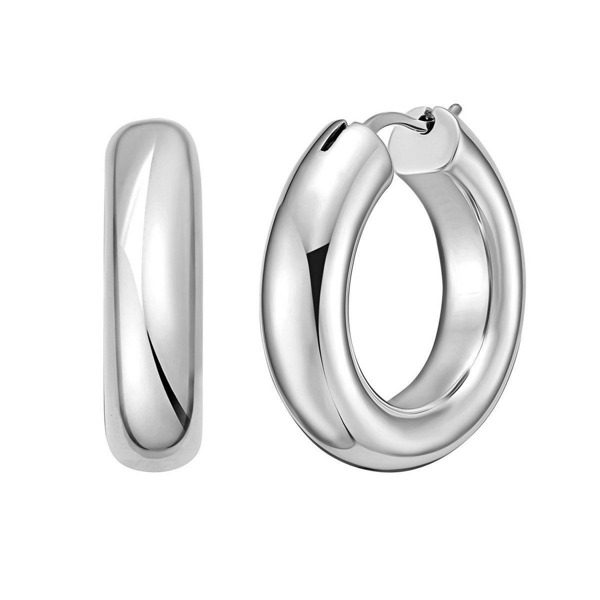 Sterling Silver Round Hoop Earrings (15.00 mm)