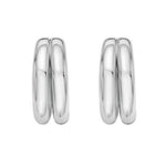 Sterling Silver Puffed Double Row Hoop Earrings, view 2