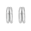 Sterling Silver Puffed Double Row Hoop Earrings, view 2