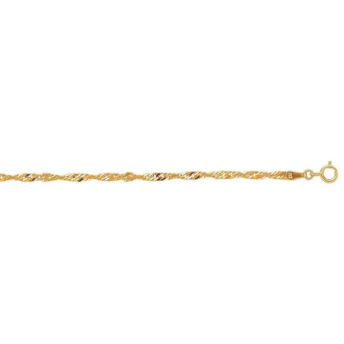10K Yellow Gold Singapore Bracelet (2.20 mm), view 2