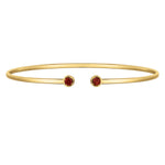 14K Yellow Gold Garnet Open Cuff Bangle (2.00 mm), view 2