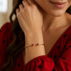 14K Yellow Gold Garnet Open Cuff Bangle (2.00 mm), view 3