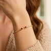 14K Yellow Gold Garnet Open Cuff Bangle (2.00 mm), view 5