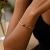 14K Yellow Gold Garnet Open Cuff Bangle (2.00 mm), view 6