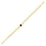 14K Yellow Gold Garnet Curb Chain Bracelet (3.60 mm)