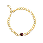 14K Yellow Gold Garnet Curb Chain Bracelet (3.60 mm), view 2
