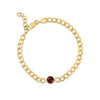 14K Yellow Gold Garnet Curb Chain Bracelet (3.60 mm), view 2