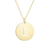 14K Yellow Gold Disc Initial U Pendant