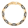 14K Yellow Gold Black Onyx Paperclip Gem Link Bracelet (7.00 mm), view 2