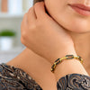 14K Yellow Gold Black Onyx Paperclip Gem Link Bracelet (7.00 mm), view 4