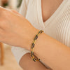 14K Yellow Gold Black Onyx Paperclip Gem Link Bracelet (7.00 mm), view 7