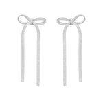 Sterling Silver Snake Chain Drop Dangle Bow Earrings