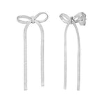 Sterling Silver Snake Chain Drop Dangle Bow Earrings, view 2