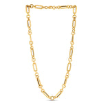 14K Yellow Gold Italian Alternating Paperclip Round Links Chain Necklace