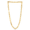 14k Yellow Gold Italian Alternating Paperclip Round Links Chain Necklace