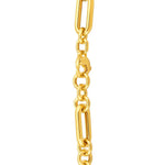 14K Yellow Gold Italian Alternating Paperclip Round Links Chain Necklace, view 3