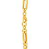 14k Yellow Gold Italian Alternating Paperclip Round Links Chain Necklace