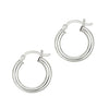 Sterling Silver Polished Hoop Style Earrings with Rhodium Plating (3x15mm)