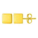 14K Yellow Gold Polished Cube Post Earrings