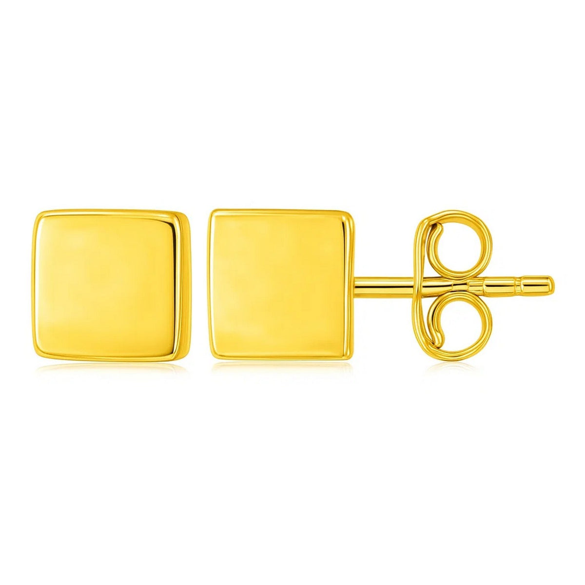 14K Yellow Gold Polished Cube Post Earrings