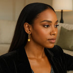 14K Yellow Gold Diamond Heart Charm Hoop Earrings, view 2
