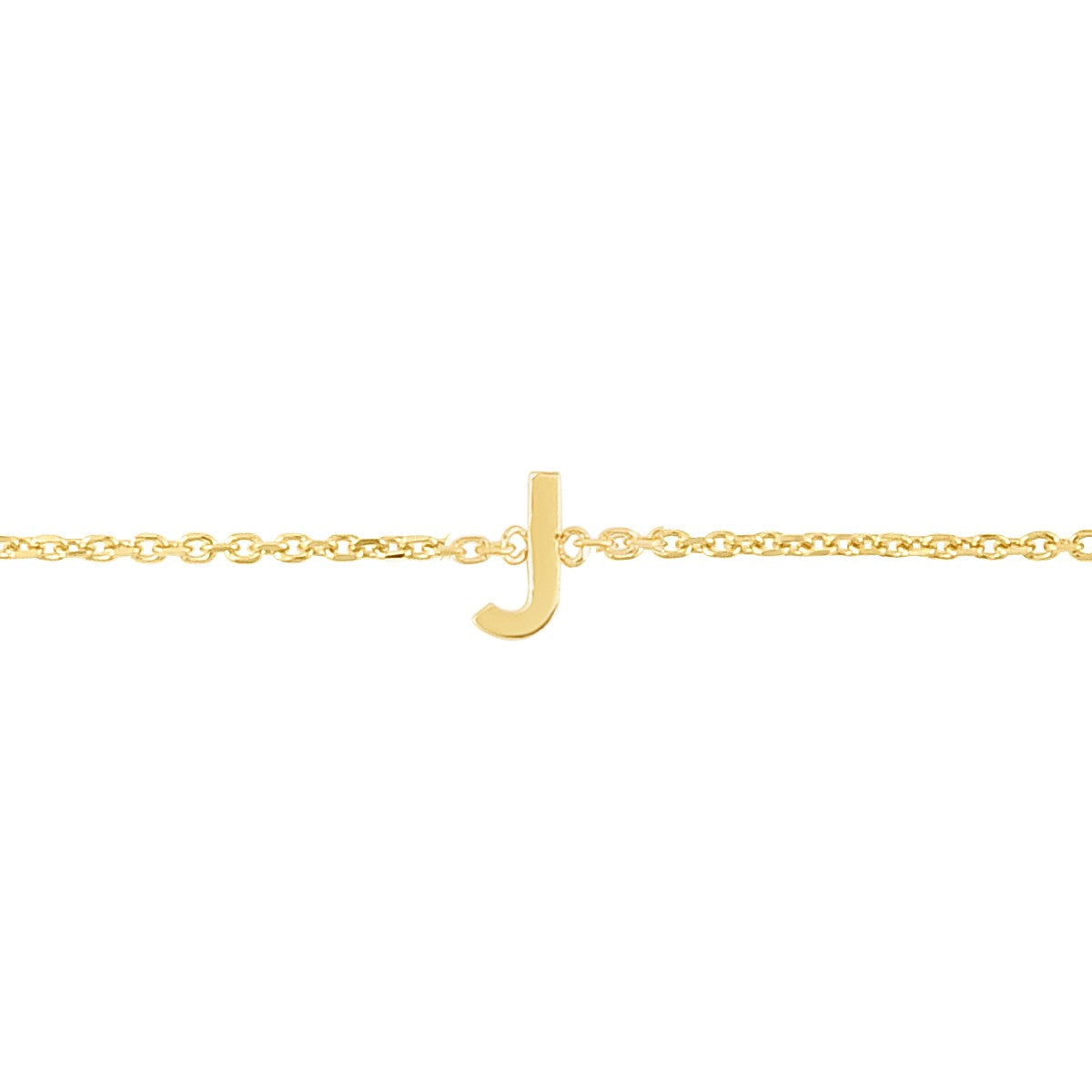 14K Yellow Gold Mini Initial J Bracelet, view 3